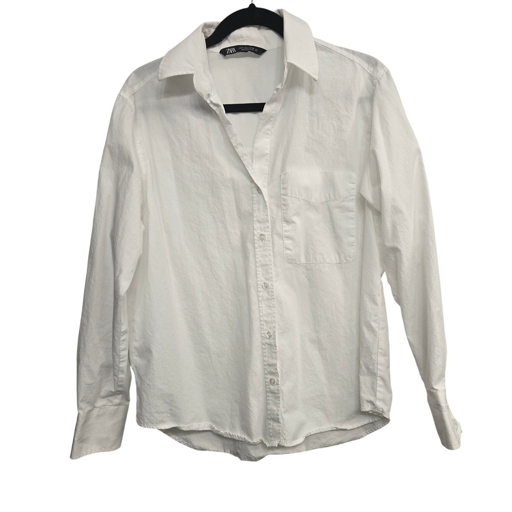 Zara White Button Up Small Minimalist Old Money Quiet Luxury Office Career